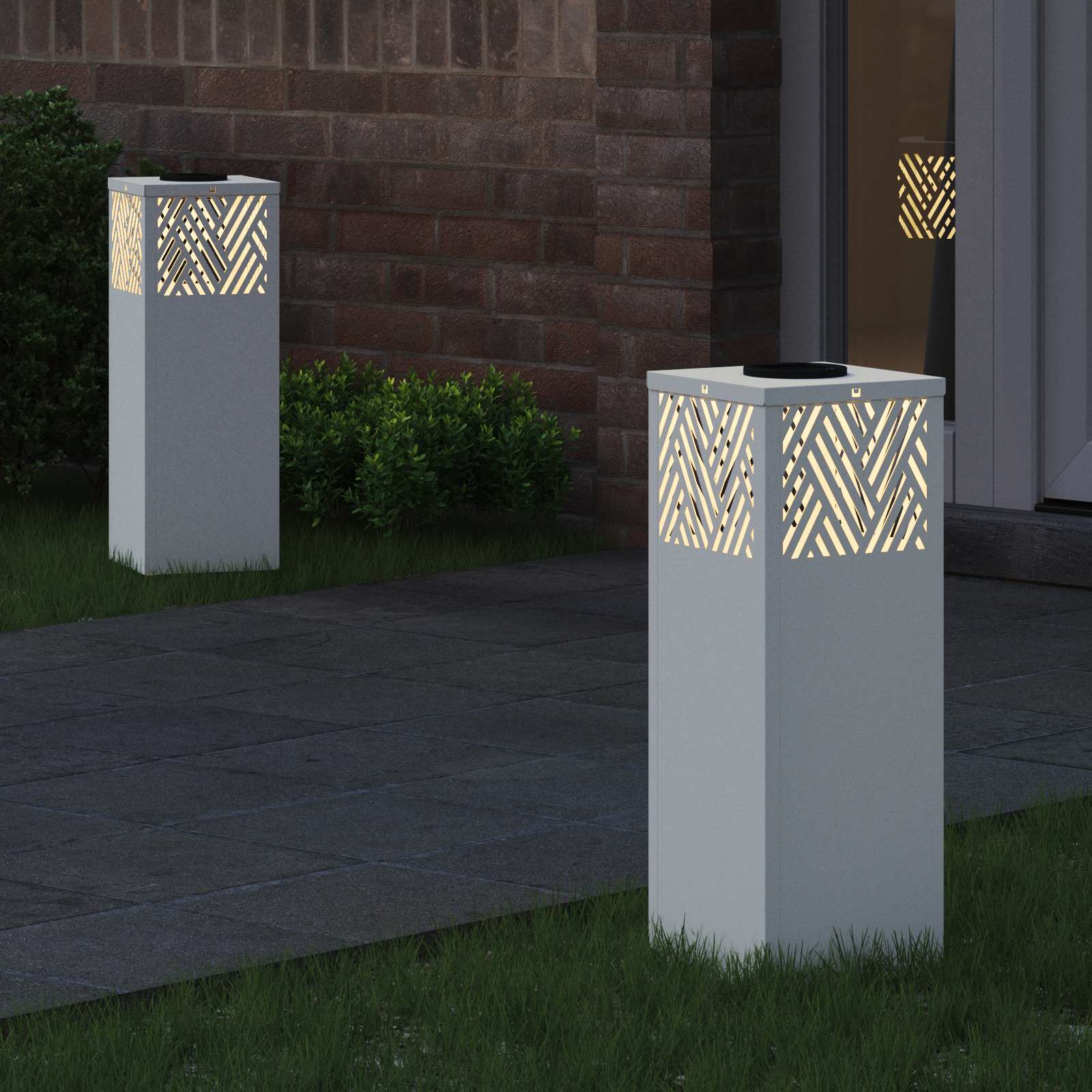 VidaXL lampione solare a led 2 pezzi in acciaio laminato a freddo bianco