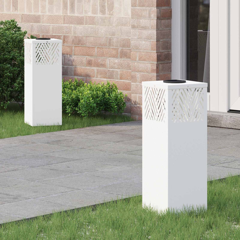 VidaXL lampione solare a led 2 pezzi in acciaio laminato a freddo bianco