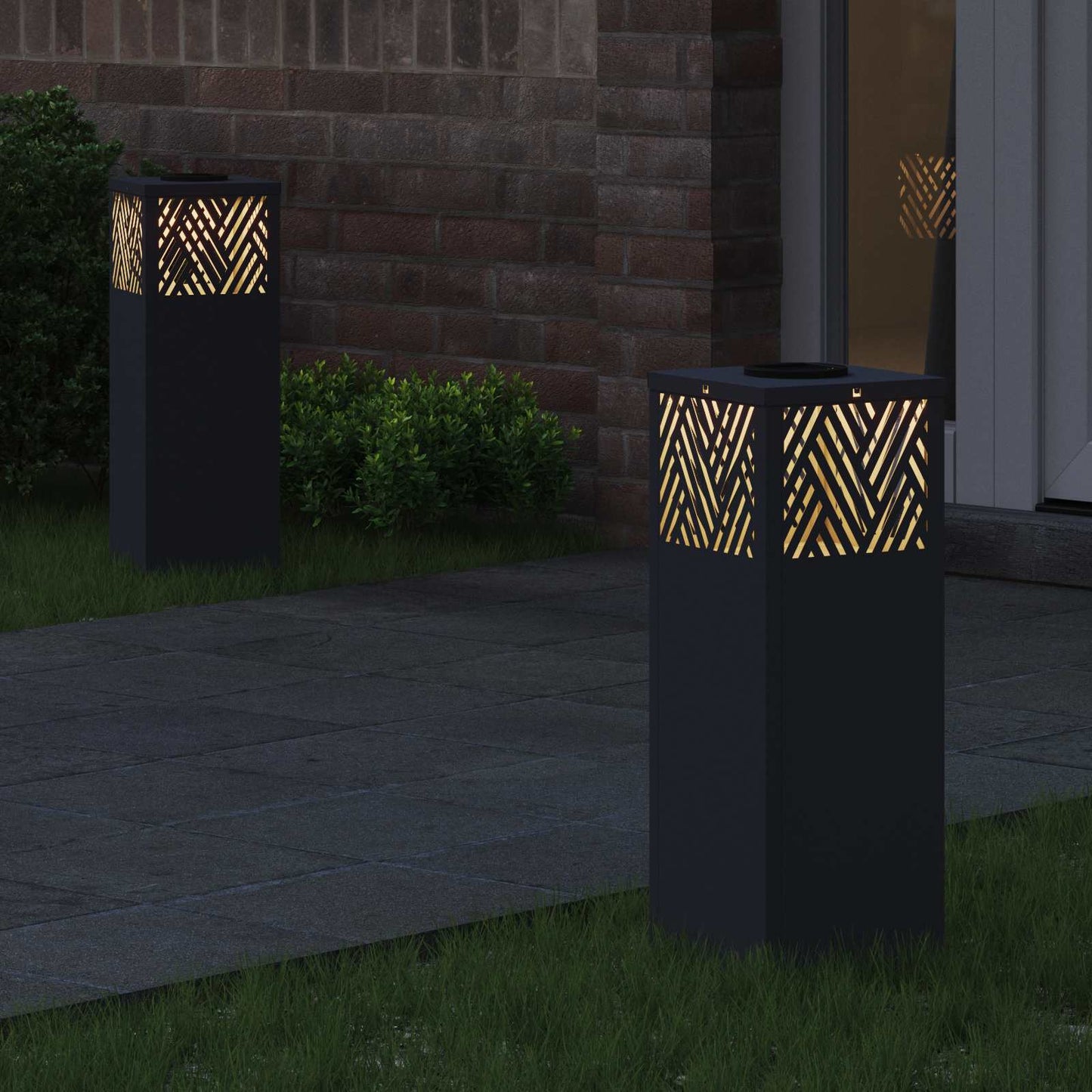 Vidaxl solar led pad licht 2 pcs antraciet koudgewalst staal