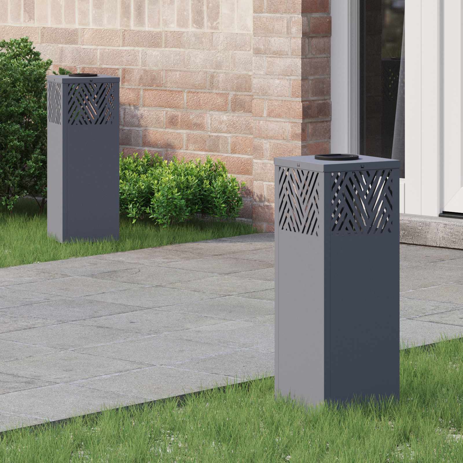 Vidaxl solar led pad licht 2 pcs antraciet koudgewalst staal