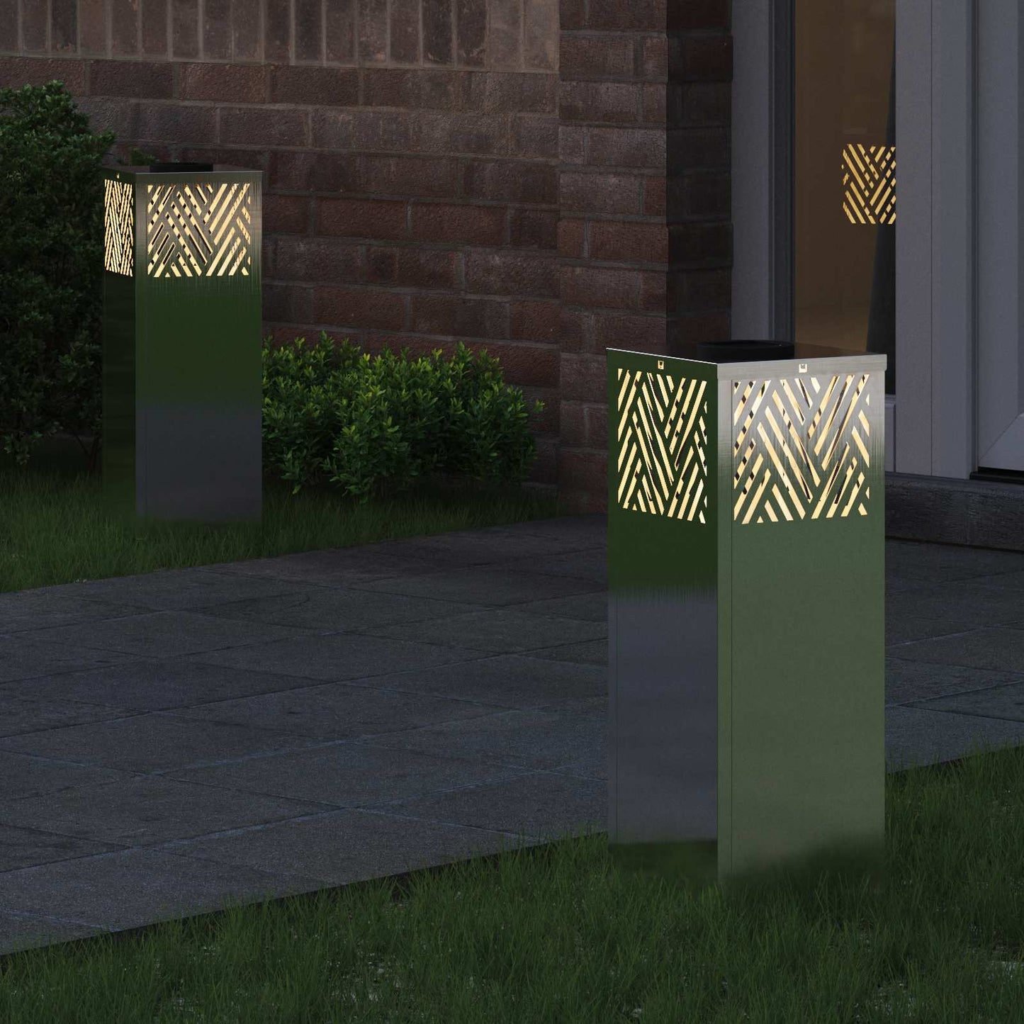 Vidaxl solar led pad licht 2 pcs zilver roestvrij staal