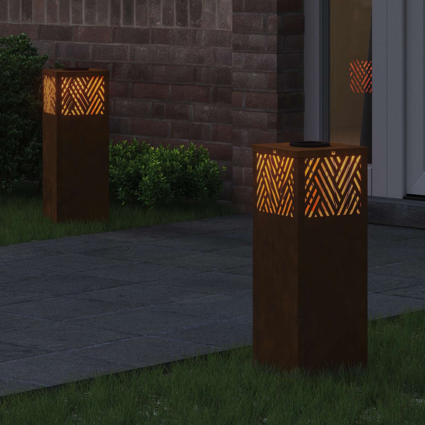 Vidaxl solar led pad licht 2 pcs brons cortenstaal