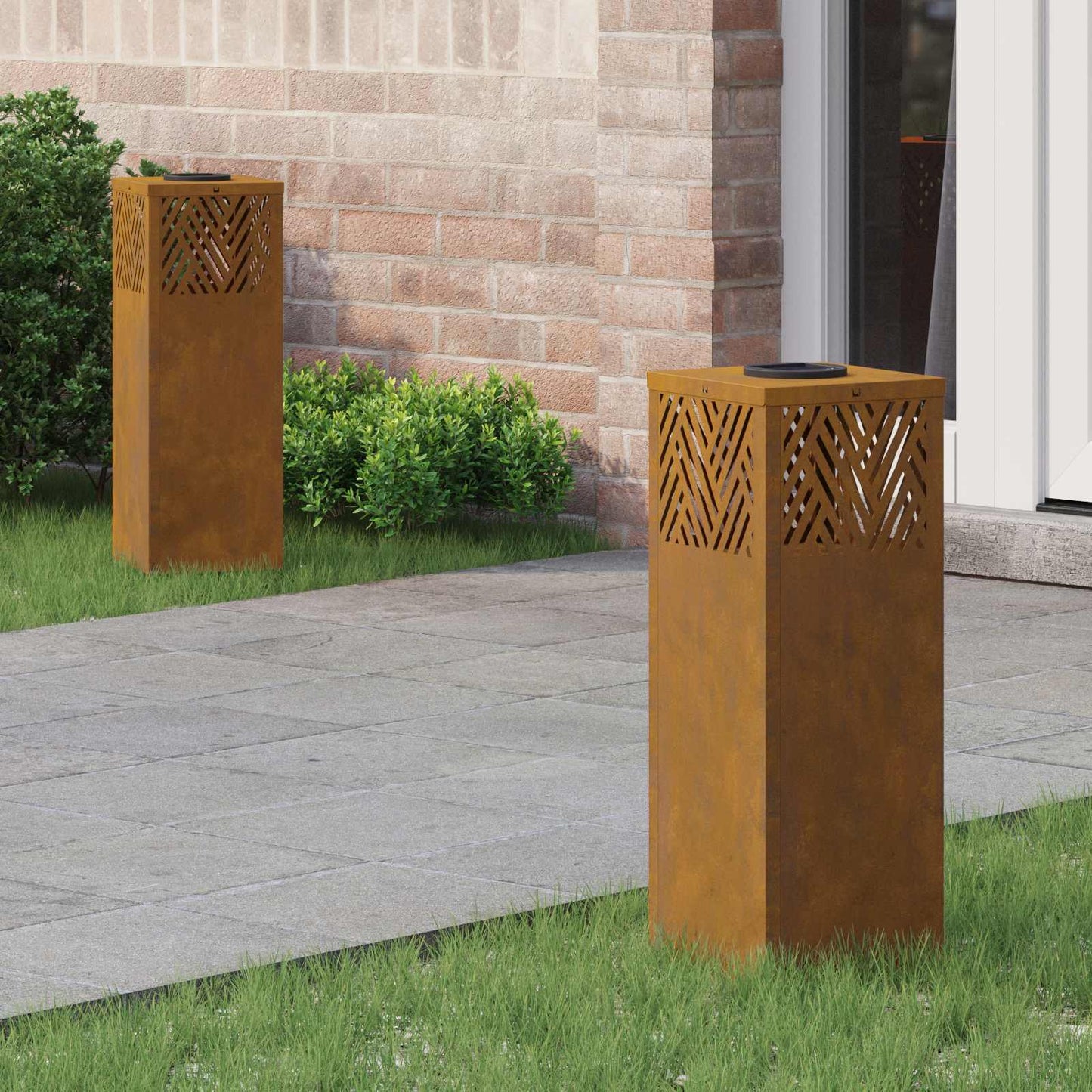 Vidaxl solar led pad licht 2 pcs brons cortenstaal