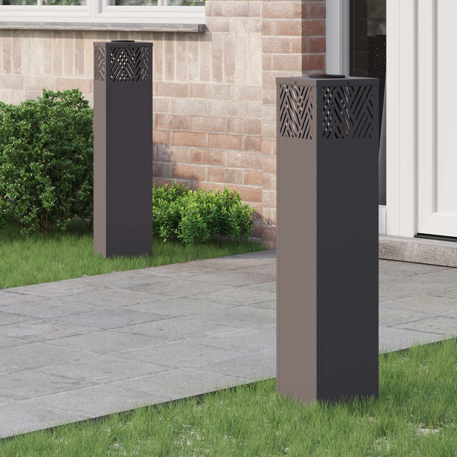 Vidaxl solar led pad licht 2 pcs zwart koudgewalst staal