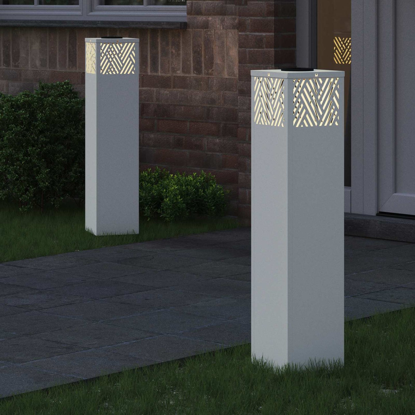 Vidaxl solar led pad licht 2 pcs wit koudgewalst staal
