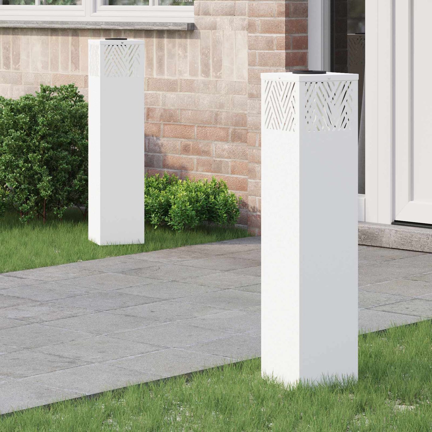 VidaXL lampione solare a led 2 pezzi in acciaio laminato a freddo bianco