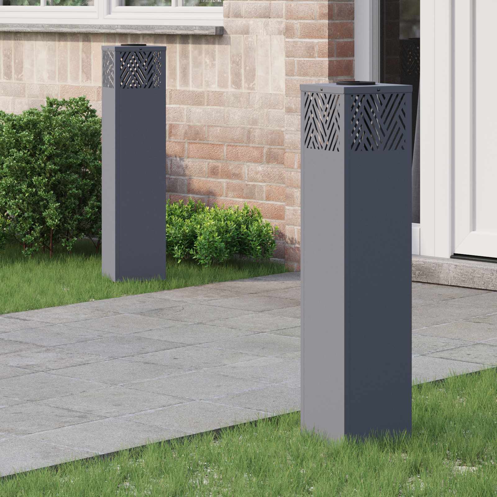 Vidaxl solar led pad licht 2 pcs antraciet koudgewalst staal