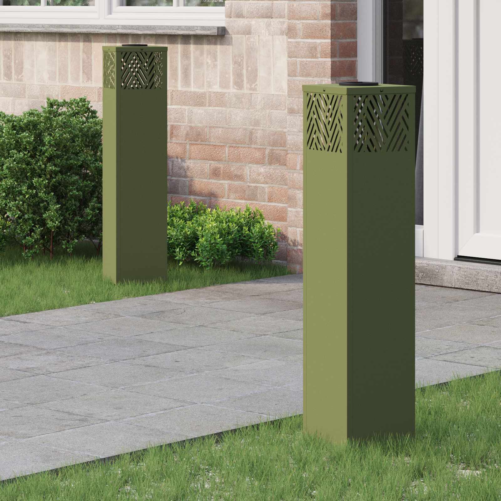 Vidaxl solar led pad licht 2 pcs olijf groen koudgewalst staal
