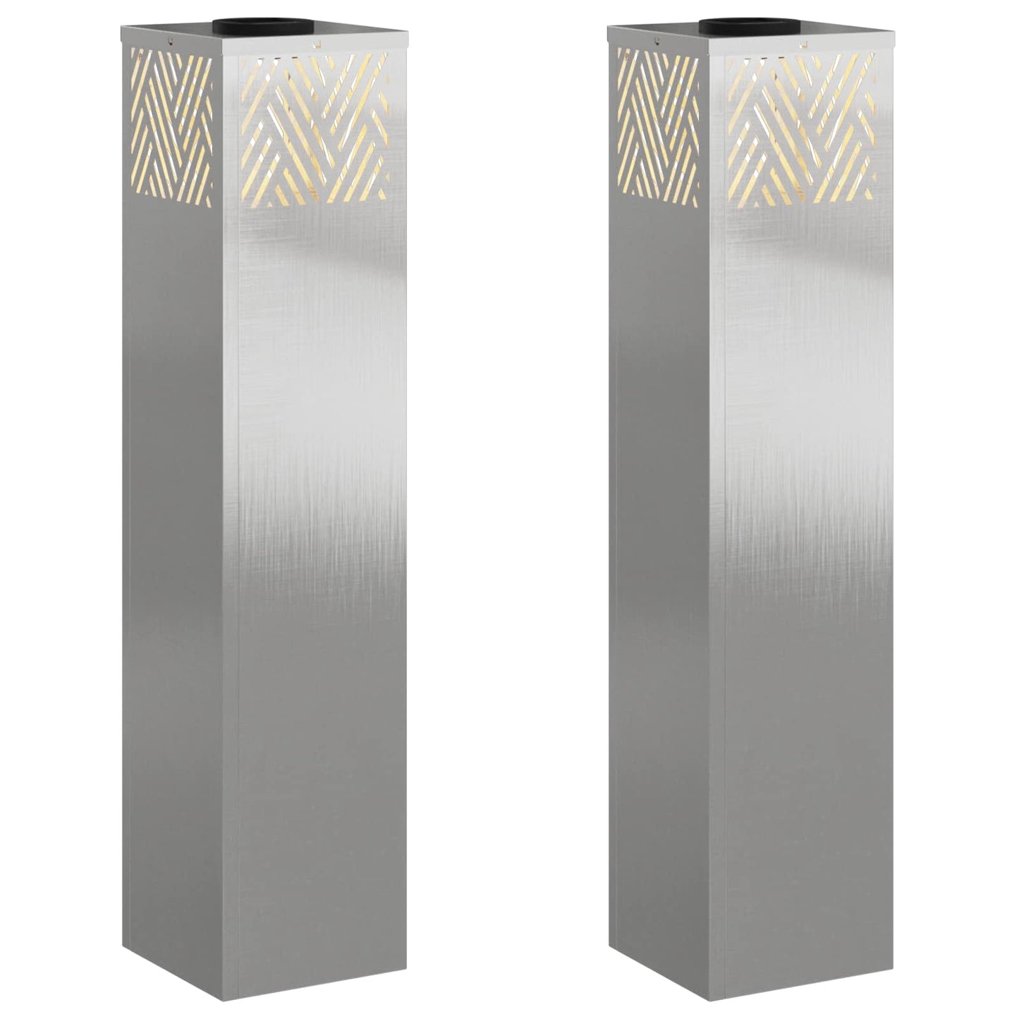 VidaXL lampione solare a led 2 pezzi in acciaio inossidabile argento