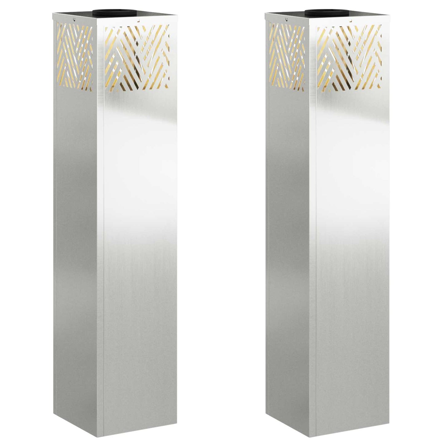 Vidaxl solar led pad licht 2 pcs zilver gegalvaniseerd