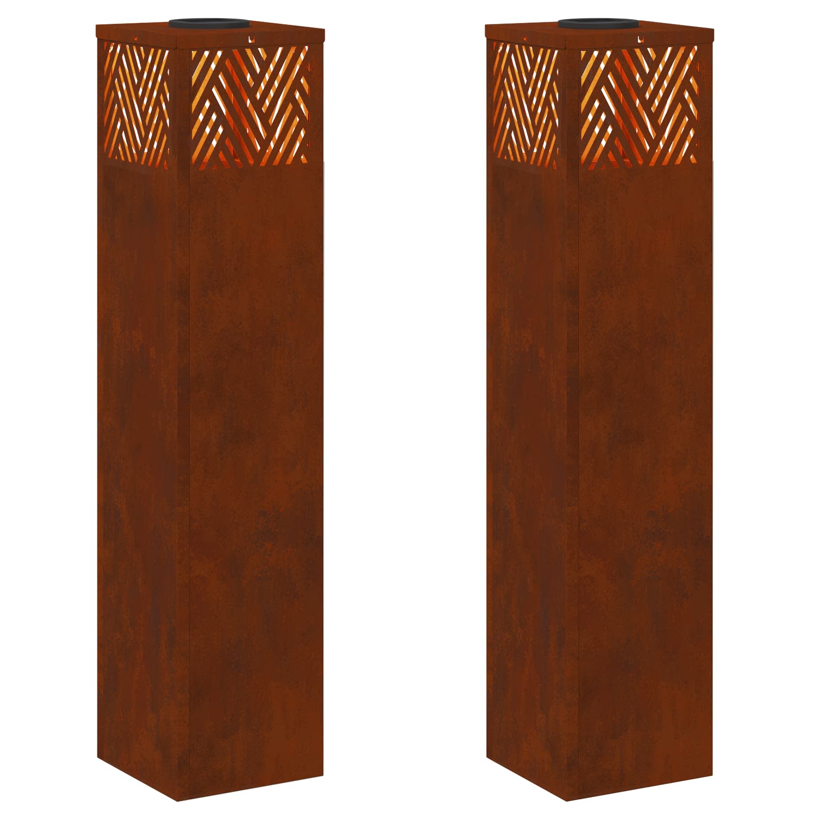 VidaXL lampione solare a led 2 pezzi in acciaio corten bronzo