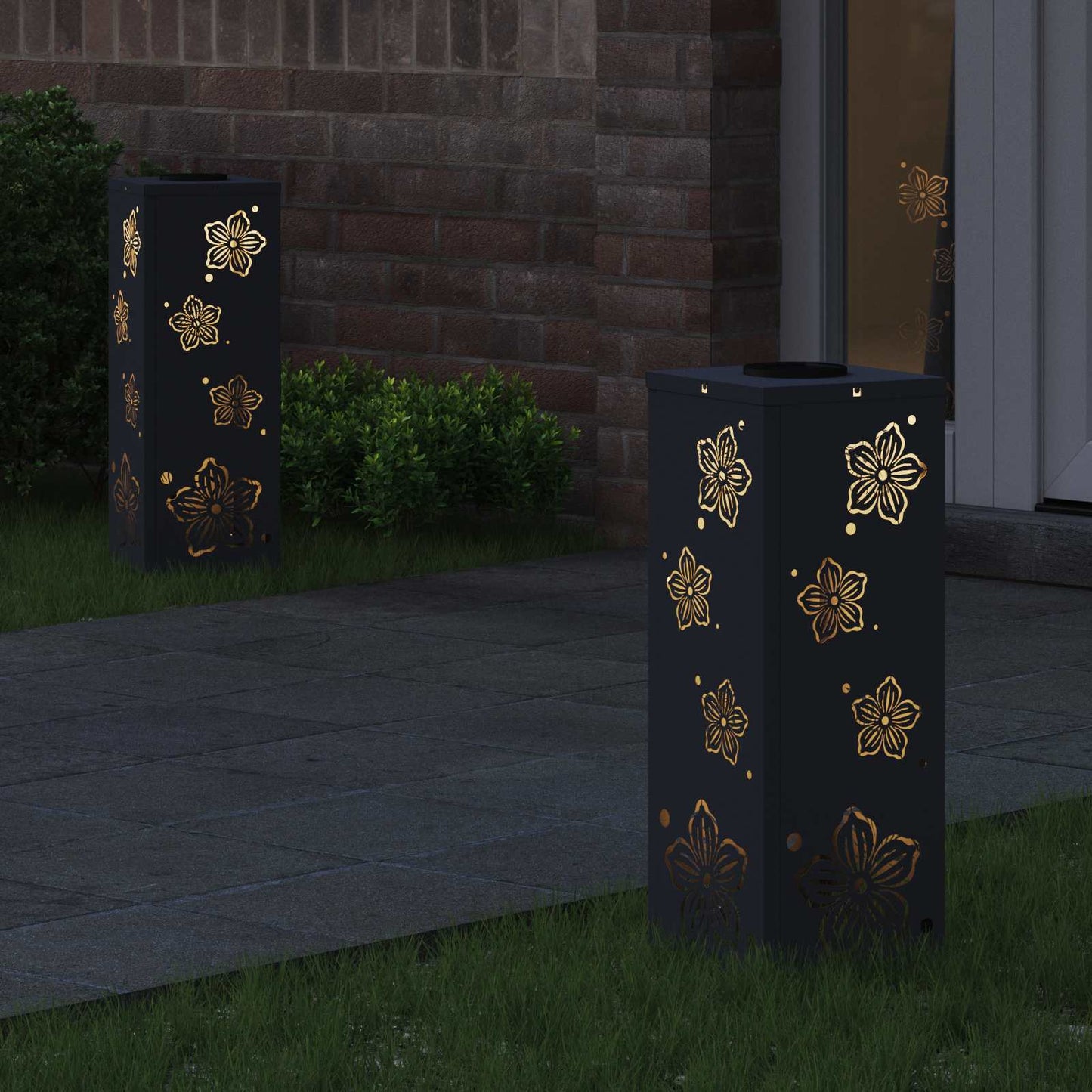 Vidaxl solar led pad licht 2 pcs antraciet koudgewalst staal
