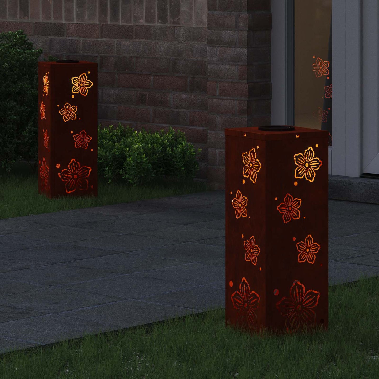 Vidaxl solar led pad licht 2 pcs roestig cortenstaal