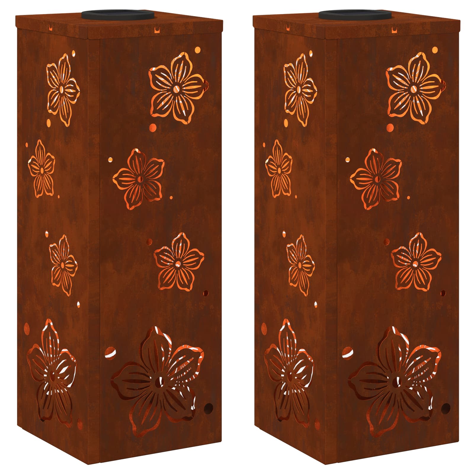 VidaXL lampione solare a led 2 pezzi in acciaio corten arrugginito