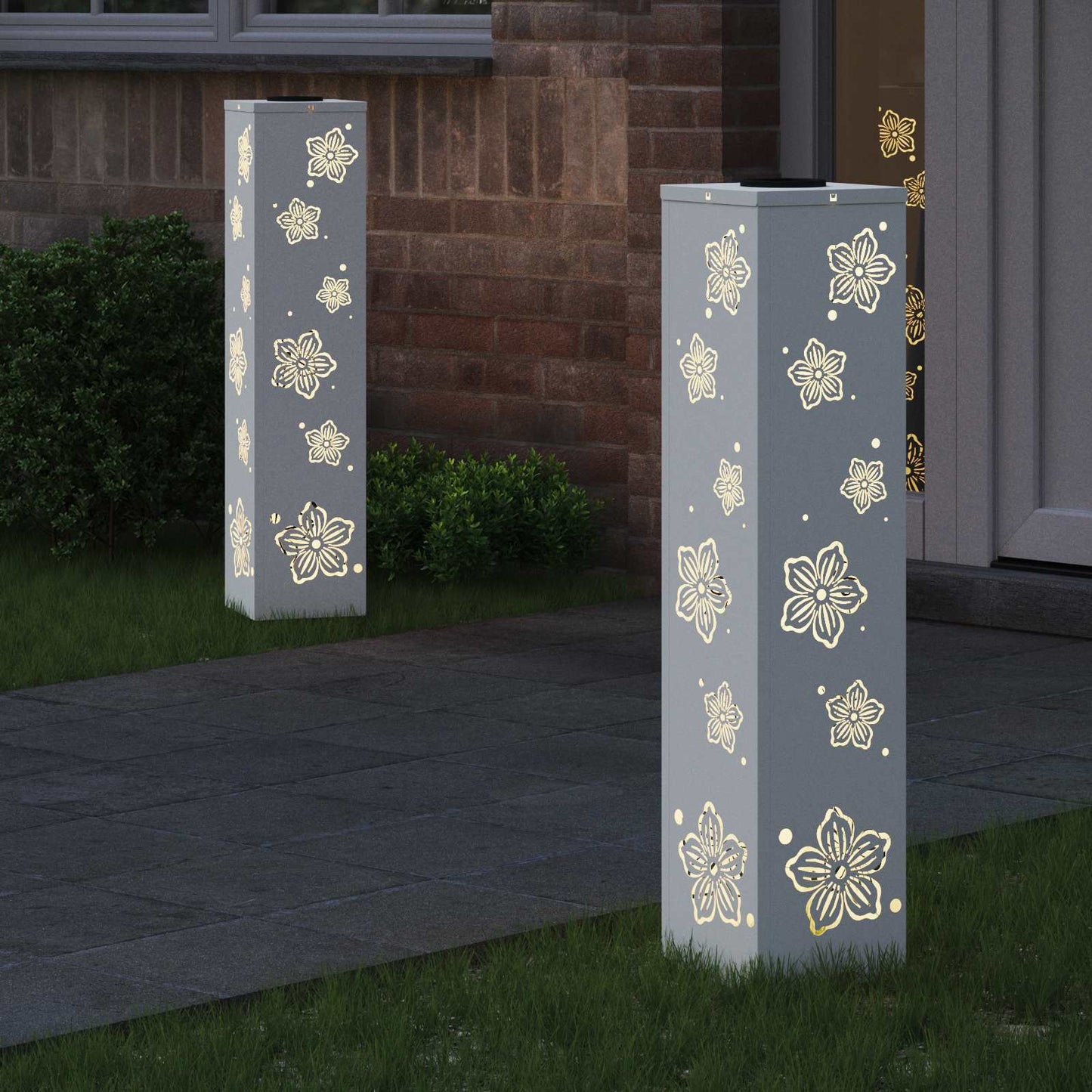 Vidaxl solar led pad licht 2 pcs wit koudgewalst staal