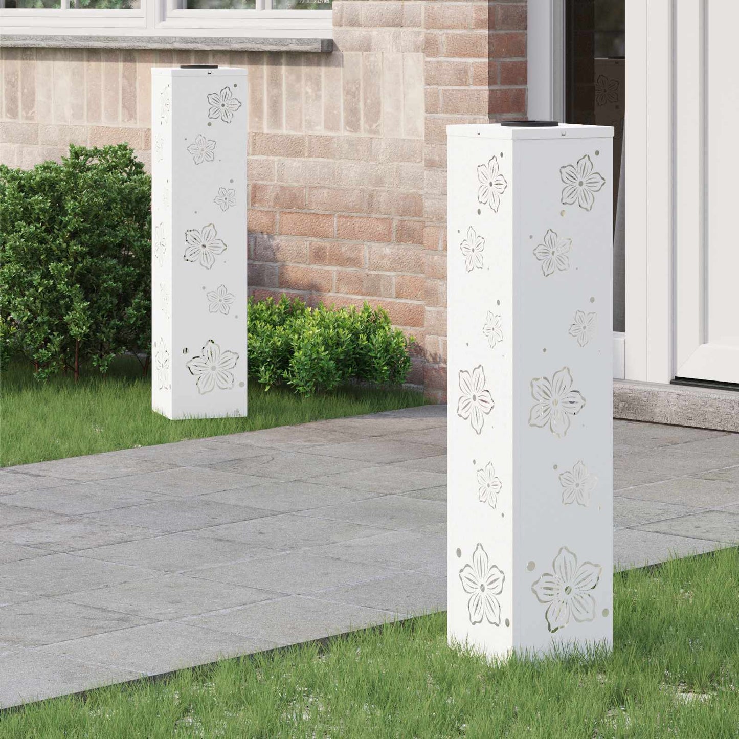 Vidaxl solar led pad licht 2 pcs wit koudgewalst staal