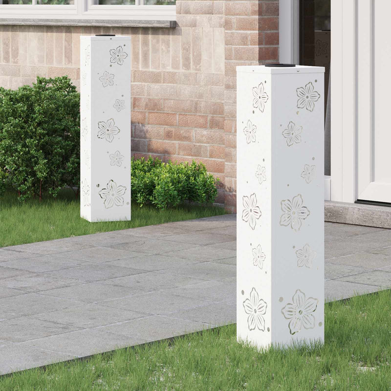 VidaXL lampione solare a led 2 pezzi in acciaio laminato a freddo bianco
