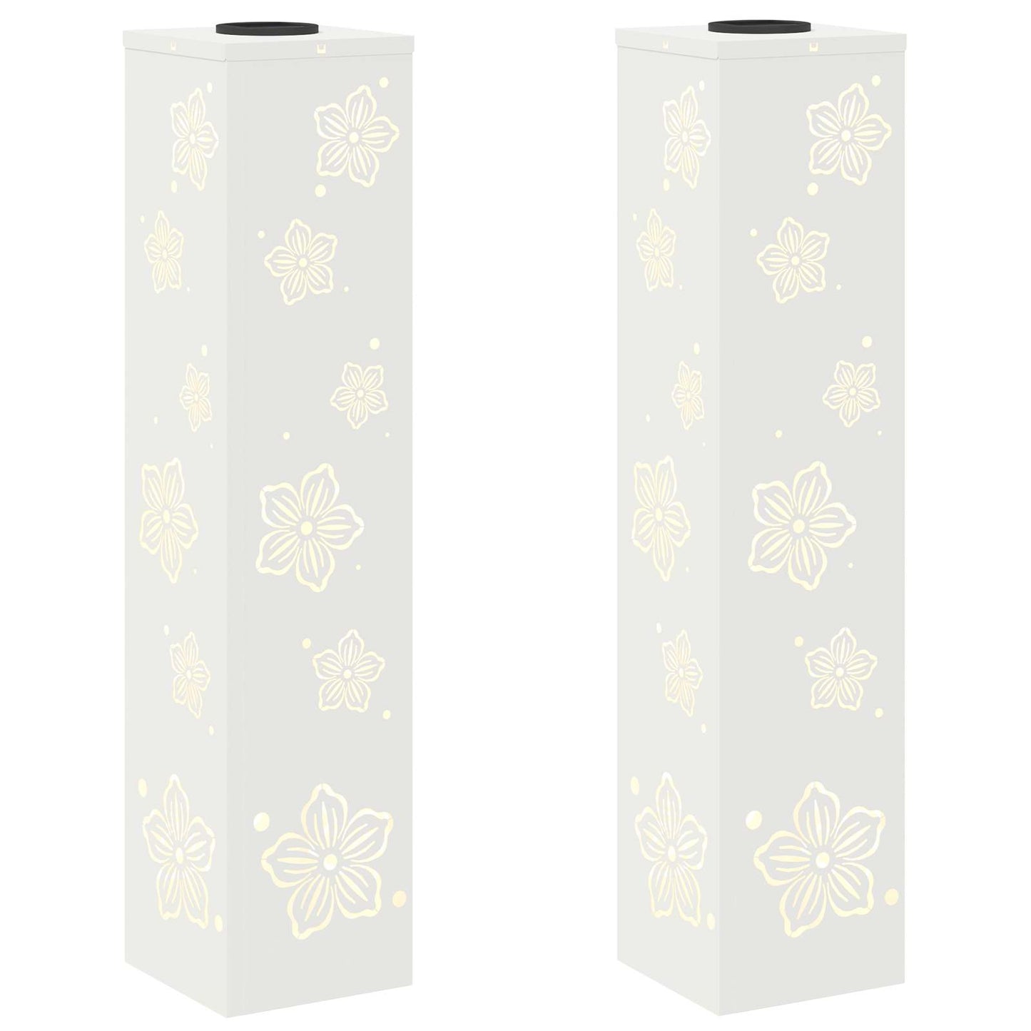 Vidaxl solar led pad licht 2 pcs wit koudgewalst staal
