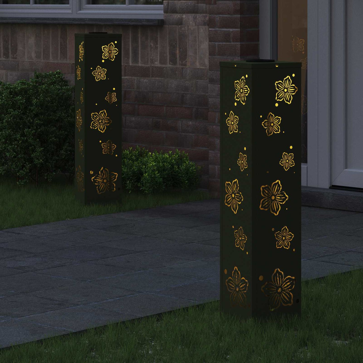 Vidaxl solar led pad licht 2 pcs olijf groen koudgewalst staal