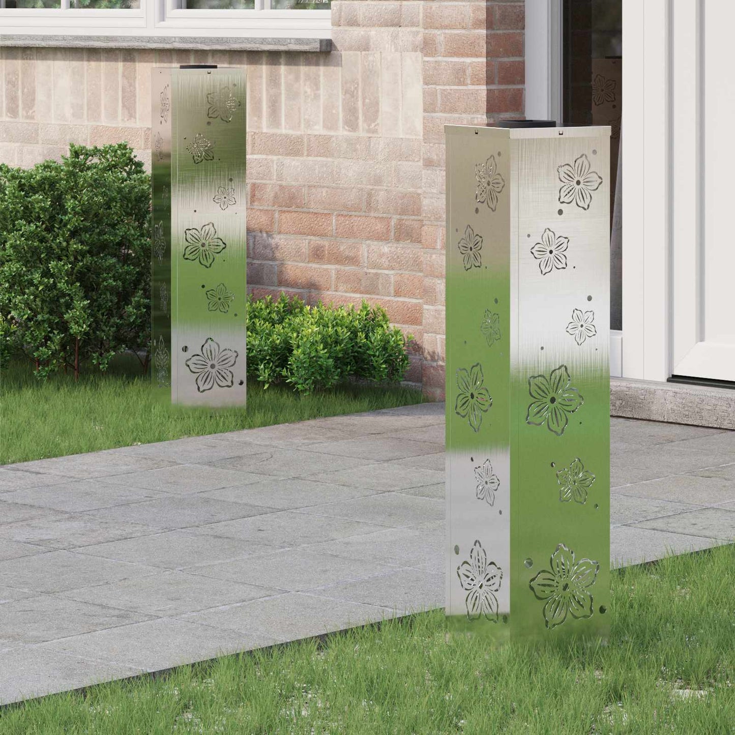 Vidaxl solar led pad licht 2 pcs zilver roestvrij staal