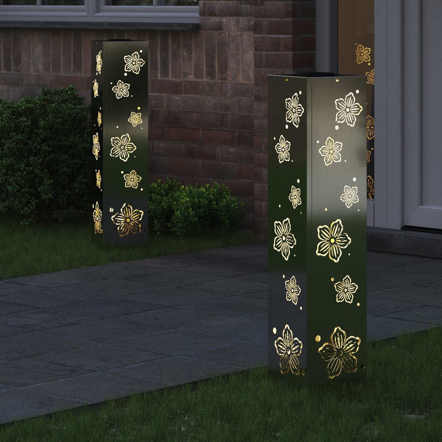 Vidaxl solar led pad licht 2 pcs zilver gegalvaniseerd staal