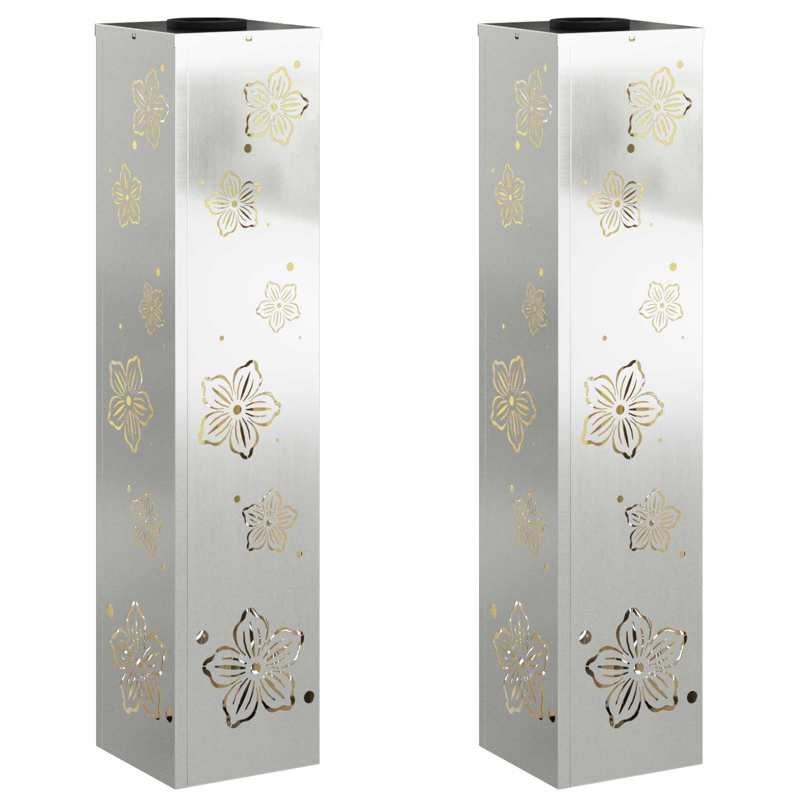 VidaXL lampione solare a led 2 pezzi in acciaio zincato argento