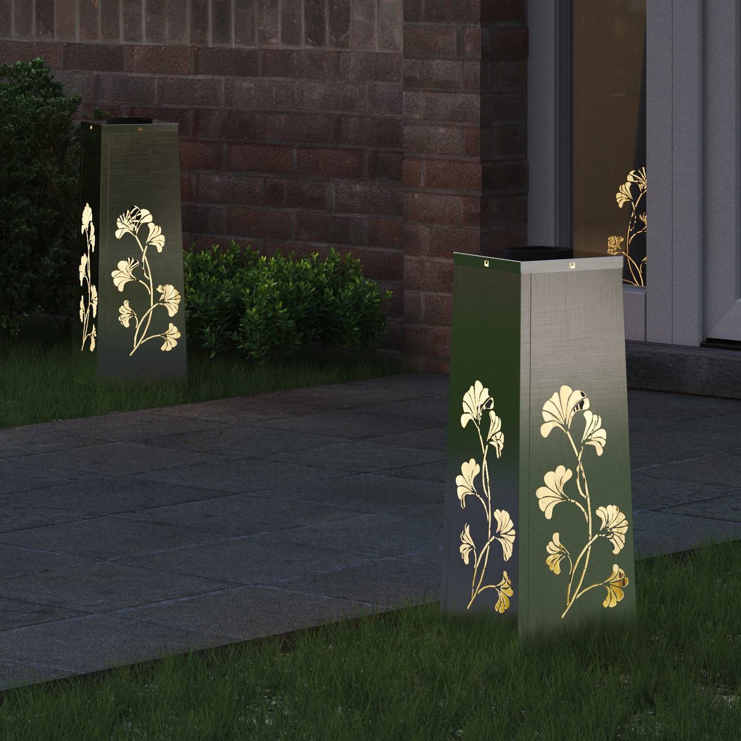 Vidaxl solar led pad licht 2 pcs zilver roestvrij staal