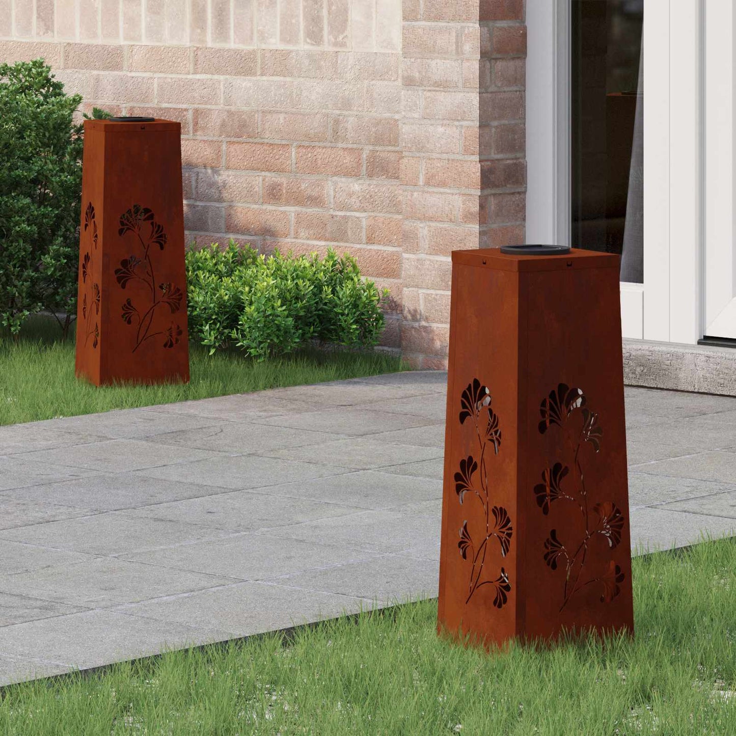 Vidaxl solar led pad licht 2 pcs roestig cortenstaal