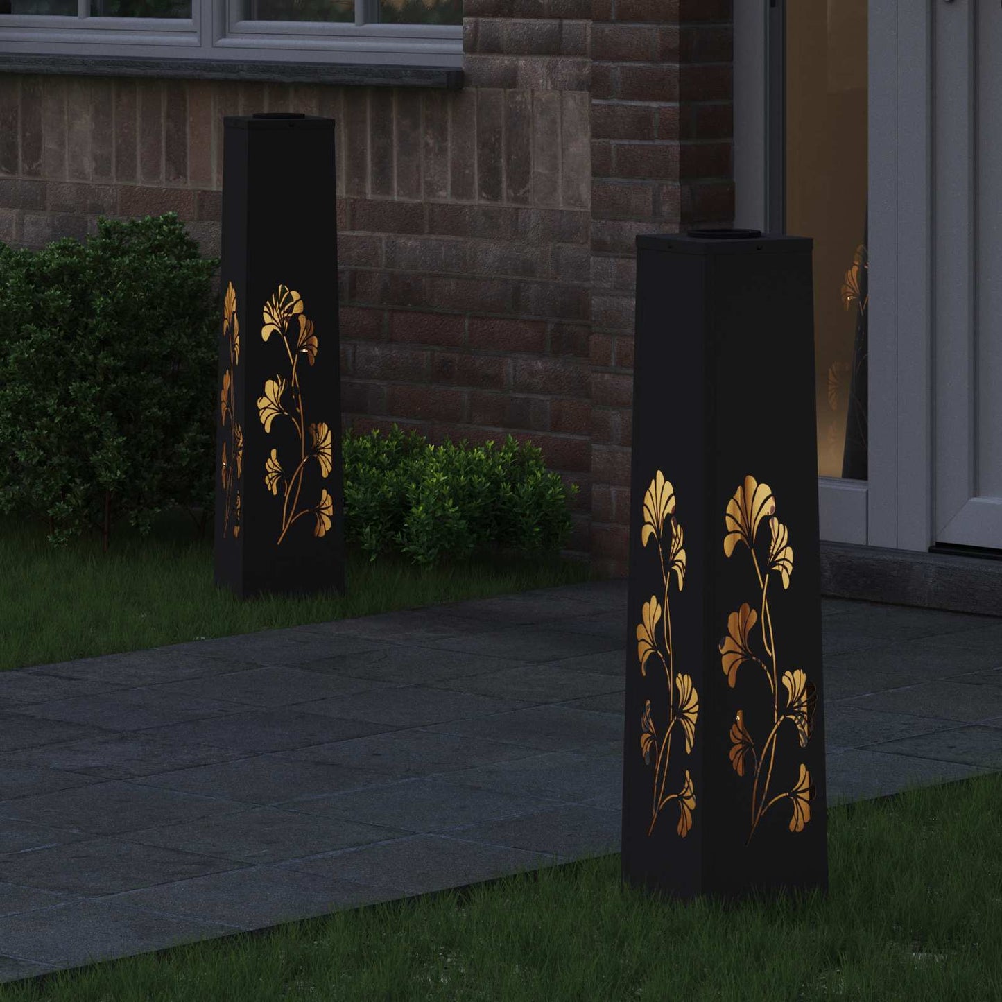 Vidaxl solar led pad licht 2 pcs zwart koudgewalst staal