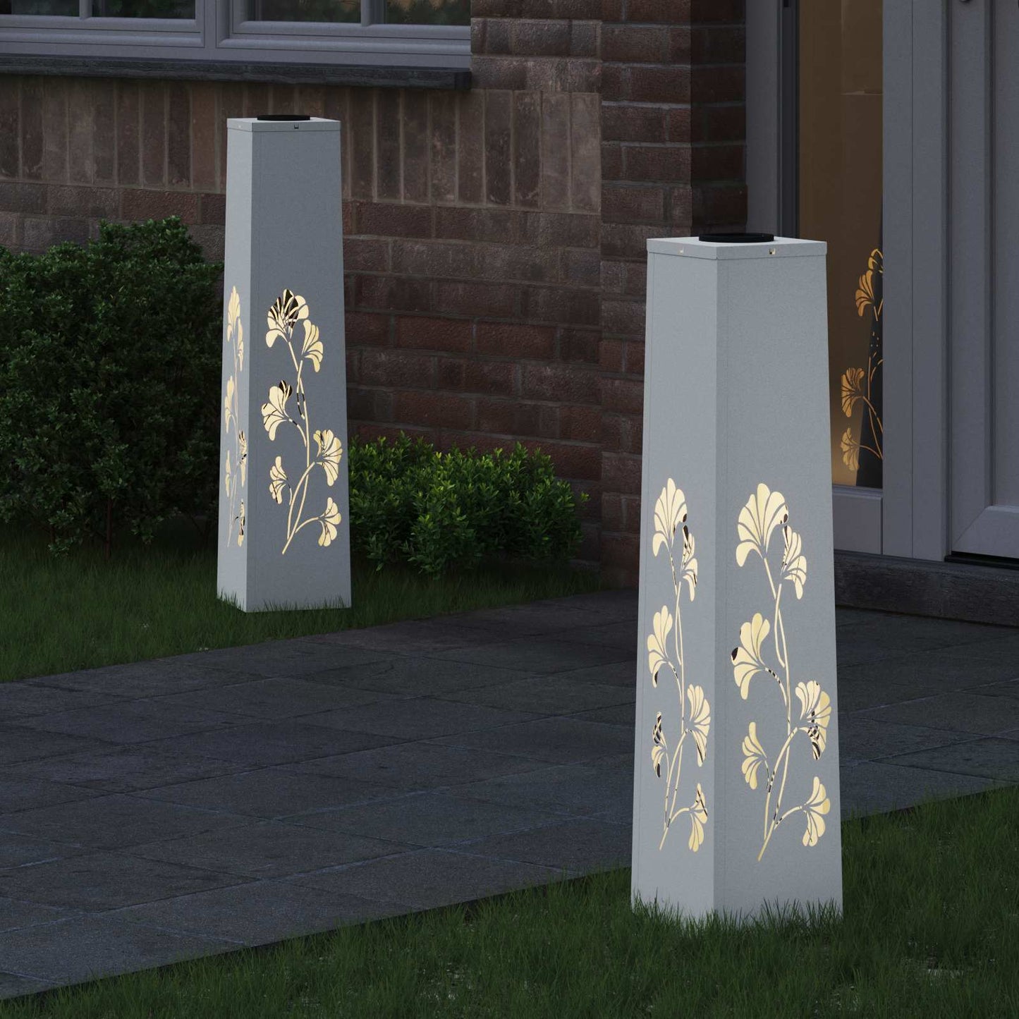 Vidaxl solar led pad licht 2 pcs wit koudgewalst staal
