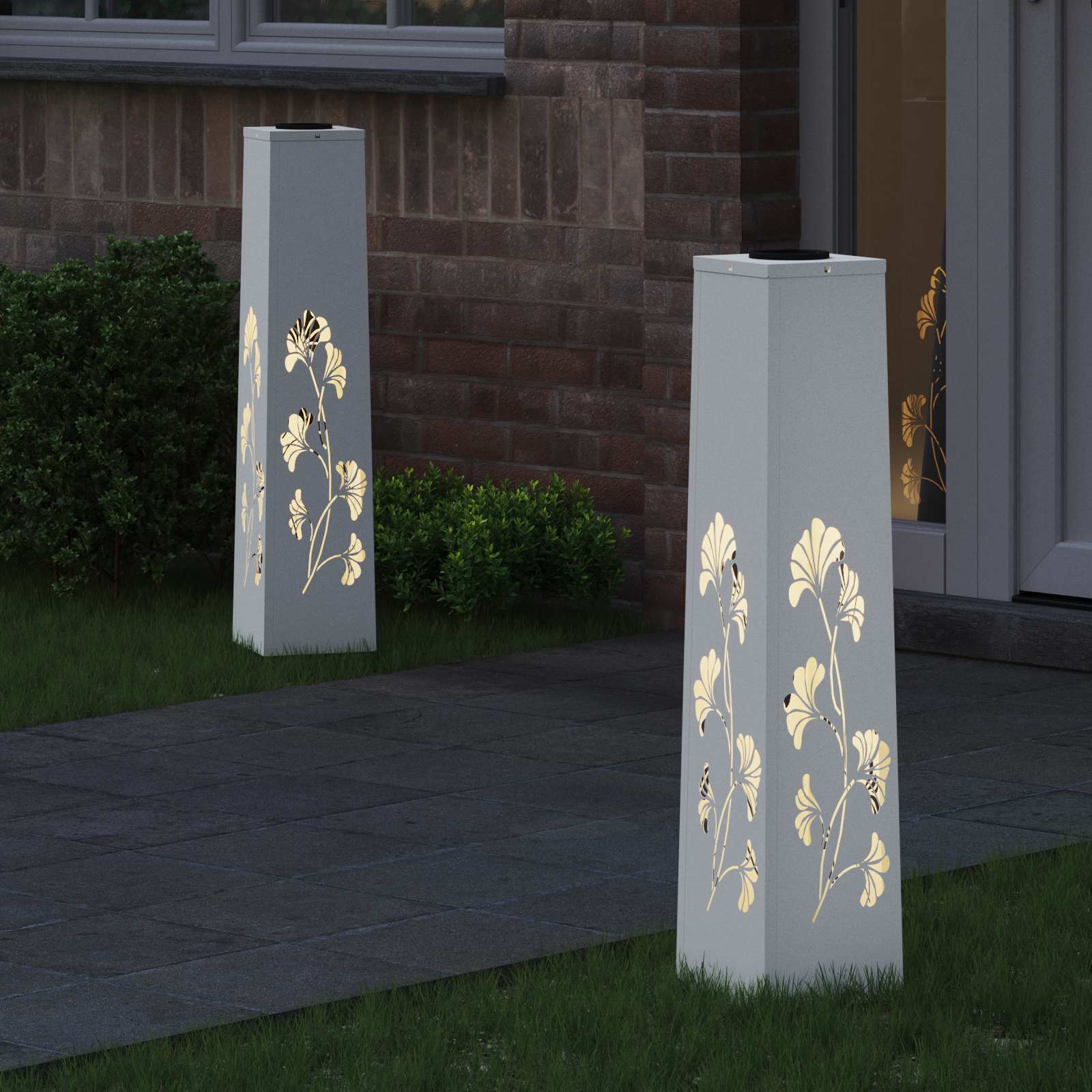 VidaXL lampione solare a led 2 pezzi in acciaio laminato a freddo bianco