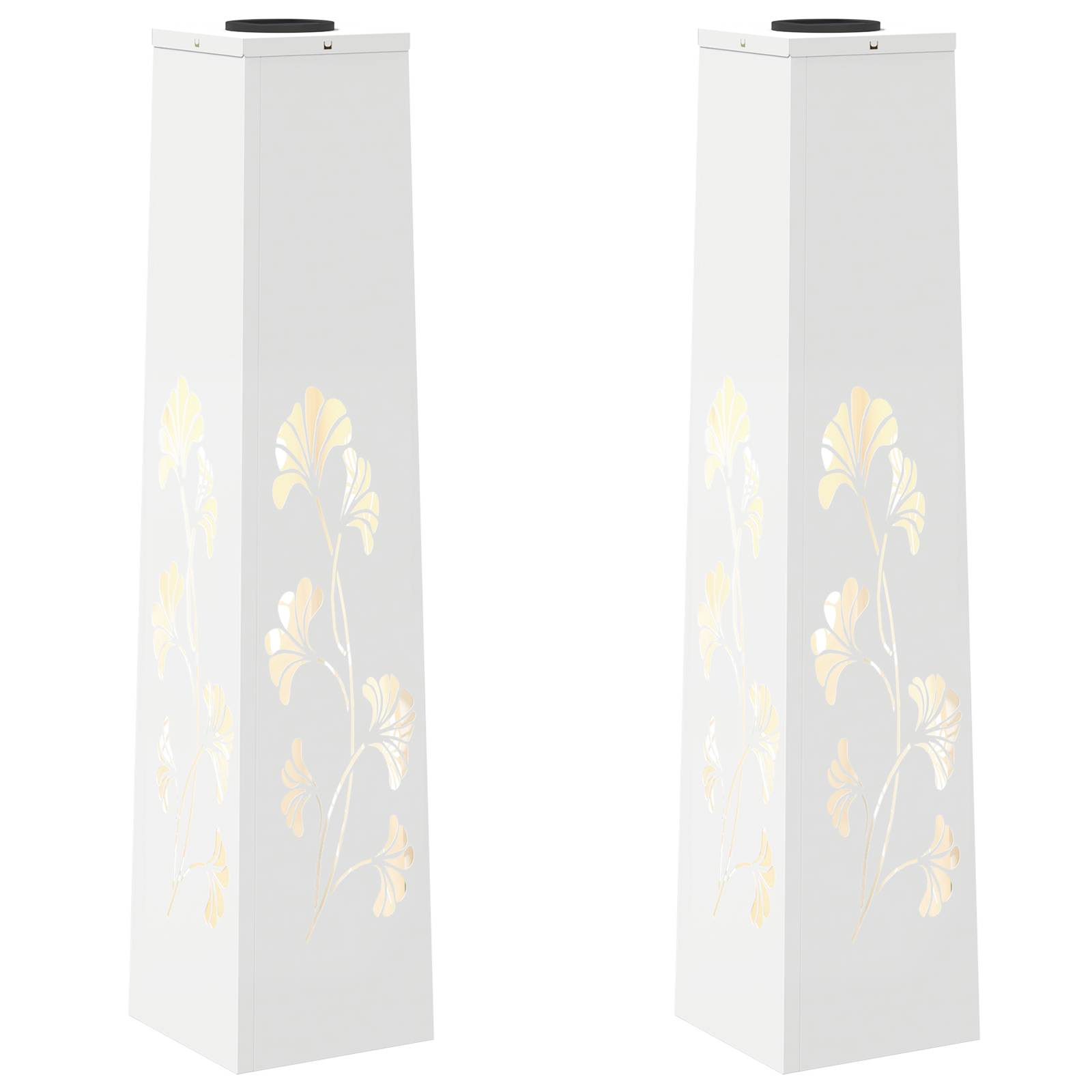 VidaXL lampione solare a led 2 pezzi in acciaio laminato a freddo bianco