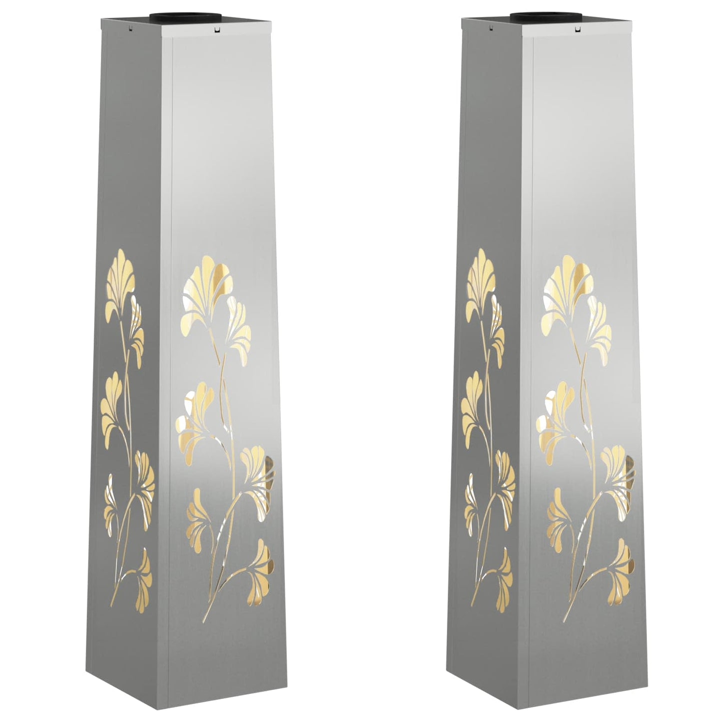 Vidaxl solar led pad licht 2 pcs zilver gegalvaniseerd staal