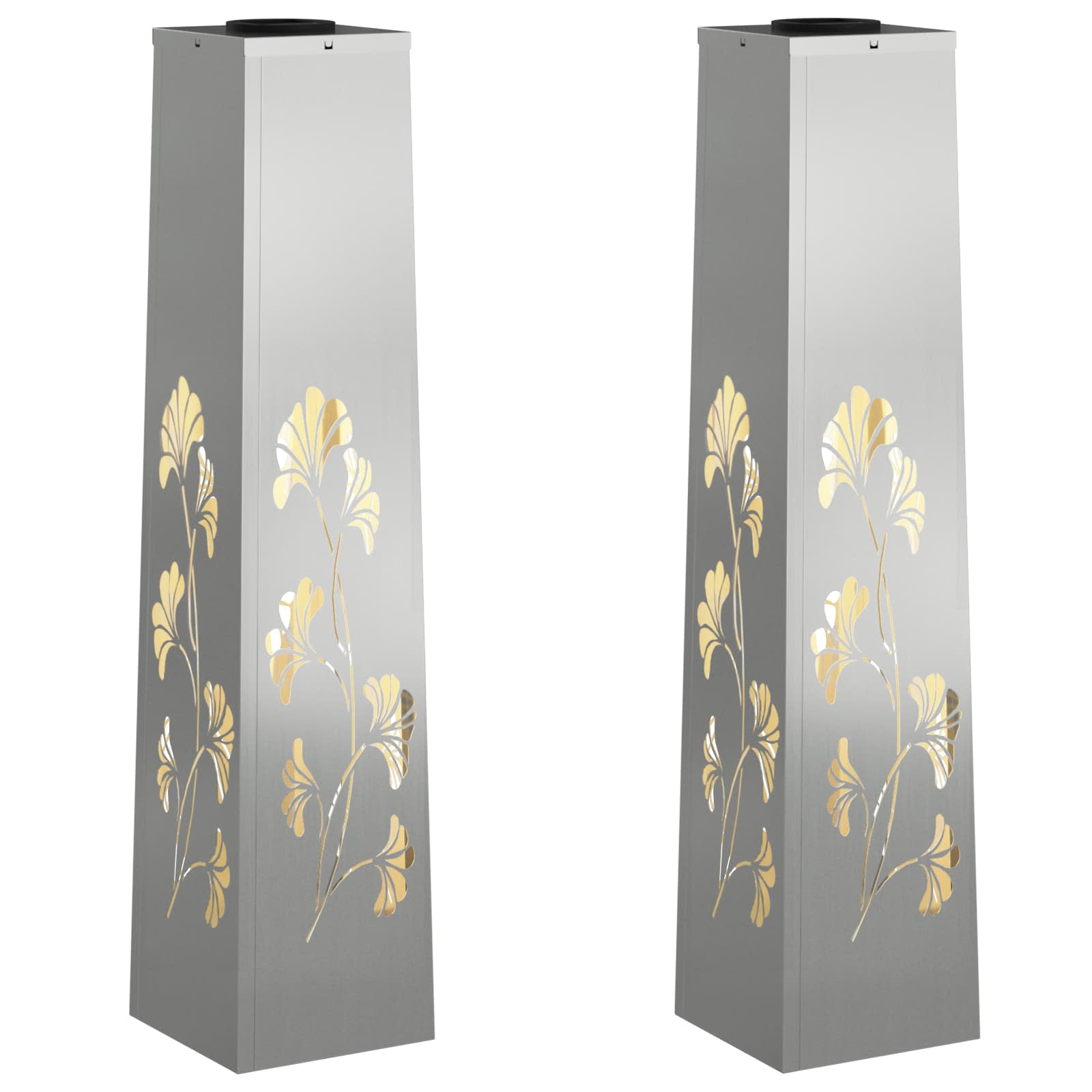 VidaXL lampione solare a led 2 pezzi in acciaio zincato argento