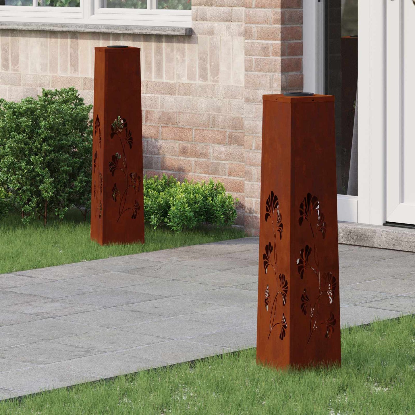 Vidaxl solar led pad licht 2 pcs roestig cortenstaal