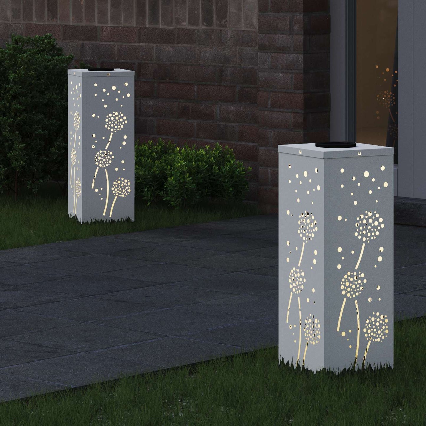 Vidaxl solar led pad licht 2 pcs wit koudgewalst staal
