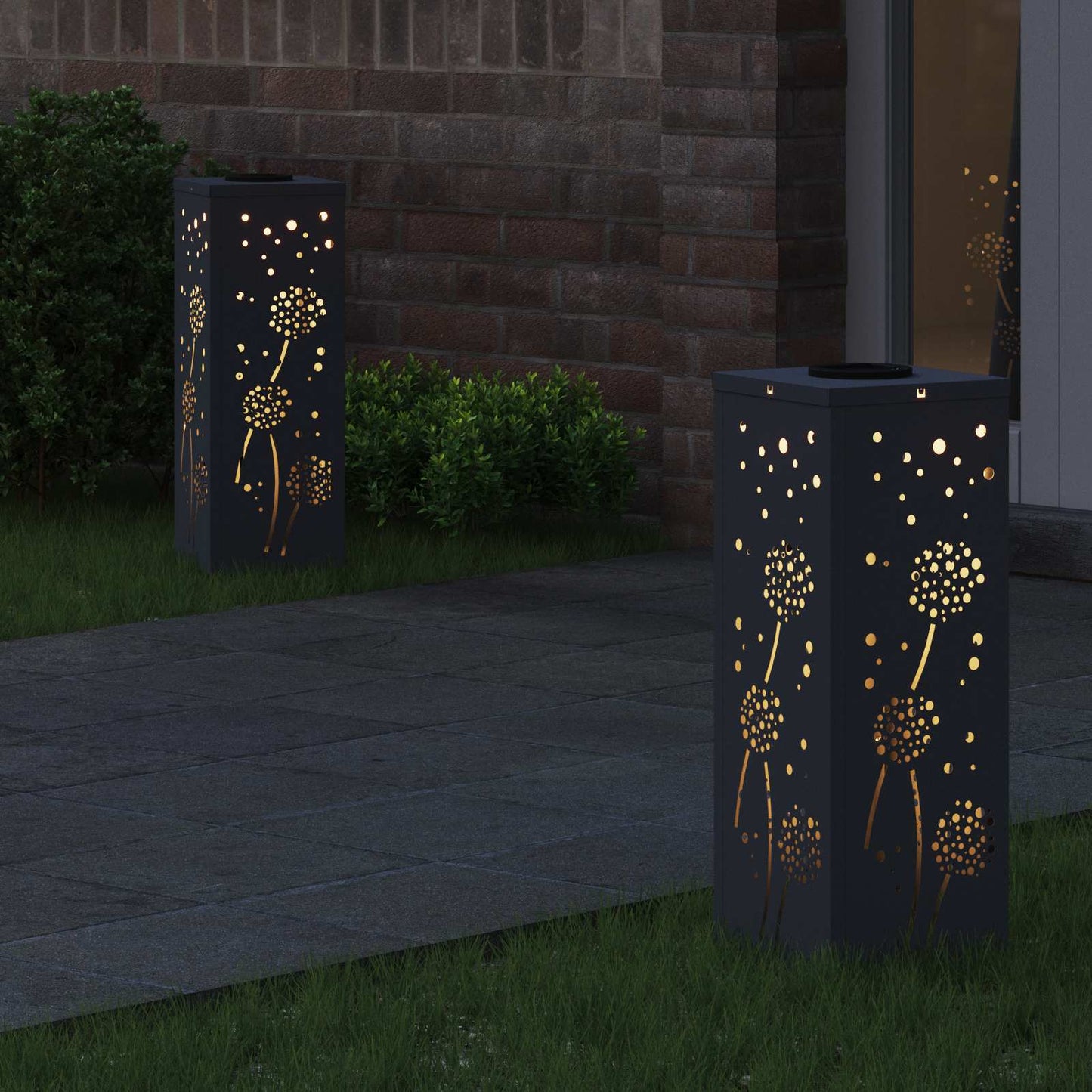 Vidaxl solar led pad licht 2 pcs antraciet koudgewalst staal