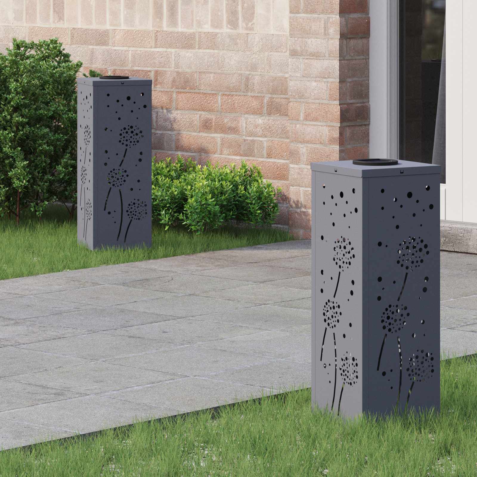 Vidaxl solar led pad licht 2 pcs antraciet koudgewalst staal