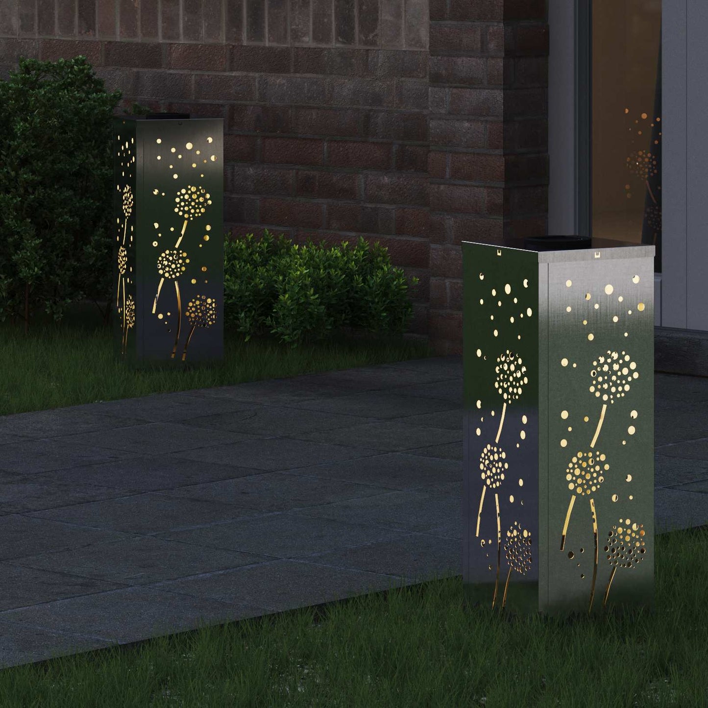 VidaXL lampione solare a led 2 pezzi in acciaio inossidabile argento