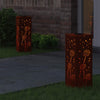 VidaXL lampione solare a led 2 pezzi in acciaio corten arrugginito