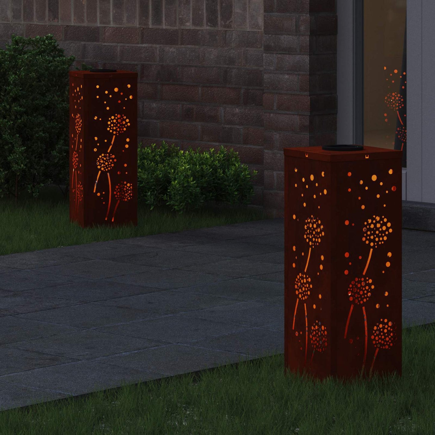 Vidaxl solar led pad licht 2 pcs roestig cortenstaal