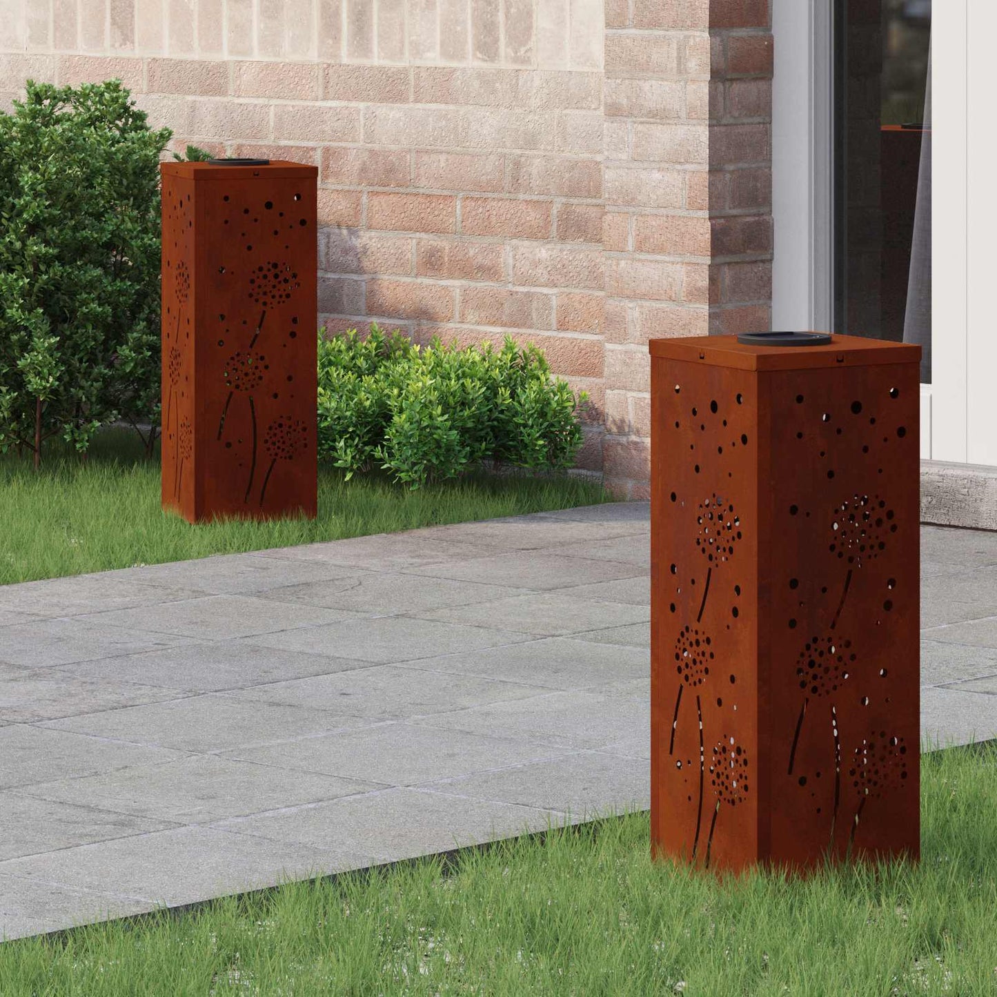 Vidaxl solar led pad licht 2 pcs roestig cortenstaal