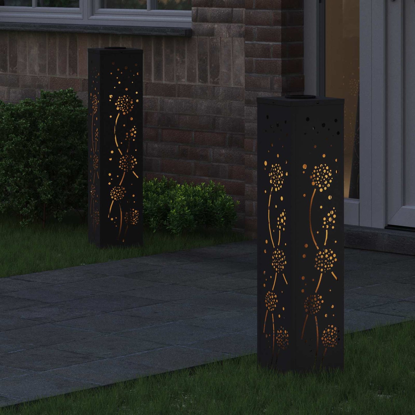 Vidaxl solar led pad licht 2 pcs zwart koudgewalst staal