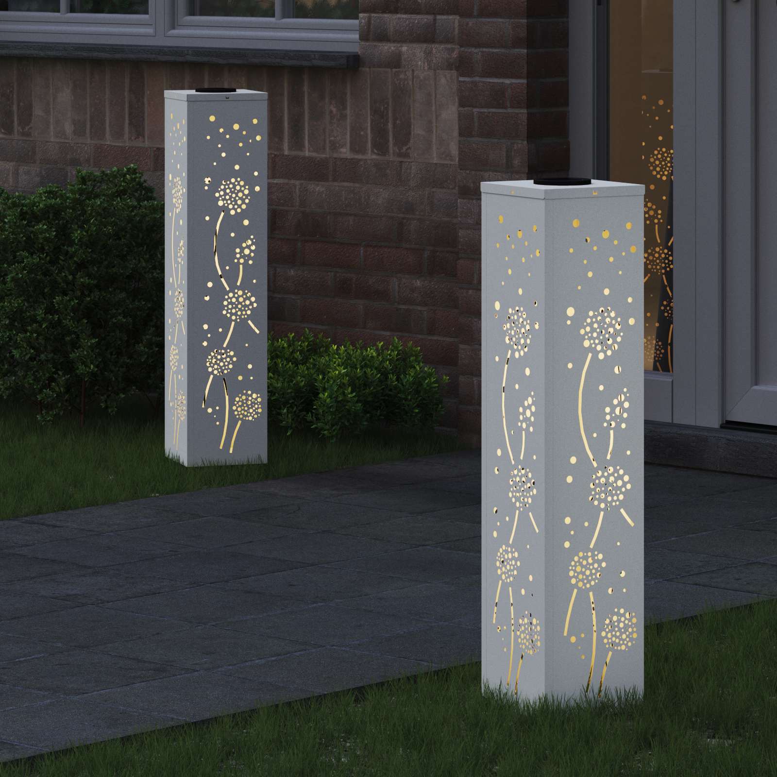VidaXL lampione solare a led 2 pezzi in acciaio laminato a freddo bianco