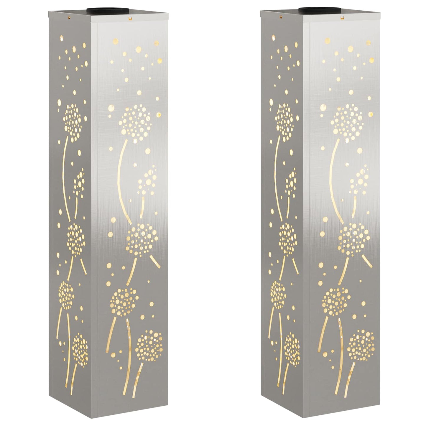 VidaXL lampione solare a led 2 pezzi in acciaio inossidabile argento