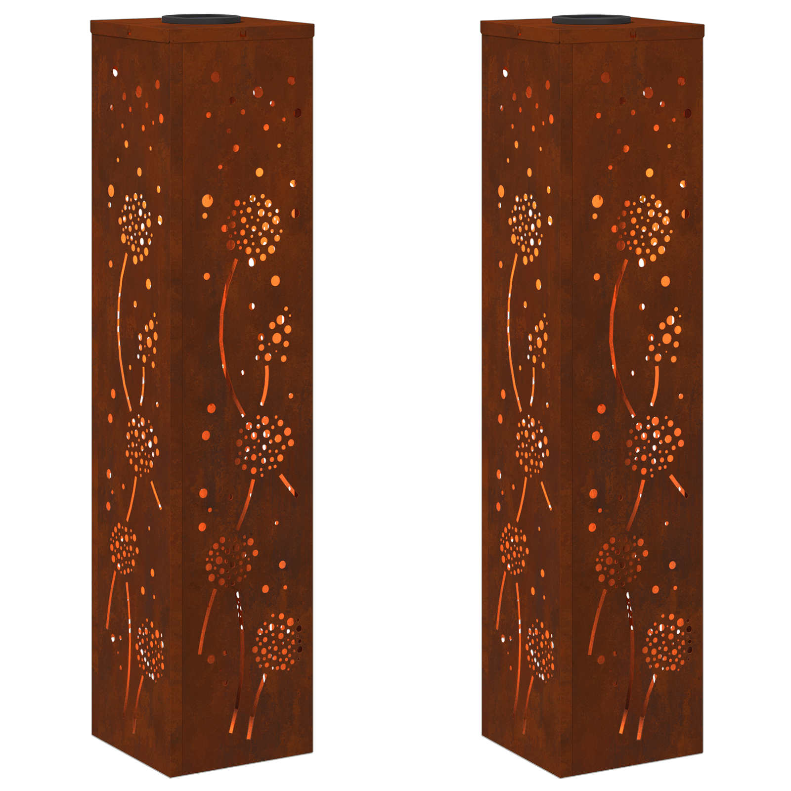 VidaXL lampione solare a led 2 pezzi in acciaio corten arrugginito