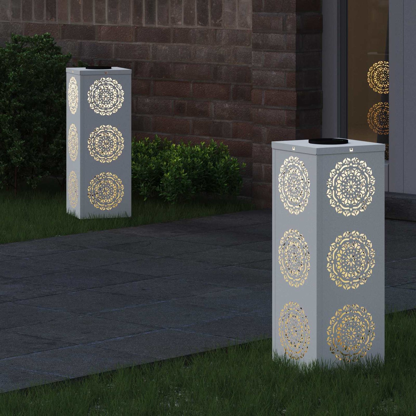 Vidaxl solar led pad licht 2 pcs wit koudgewalst staal
