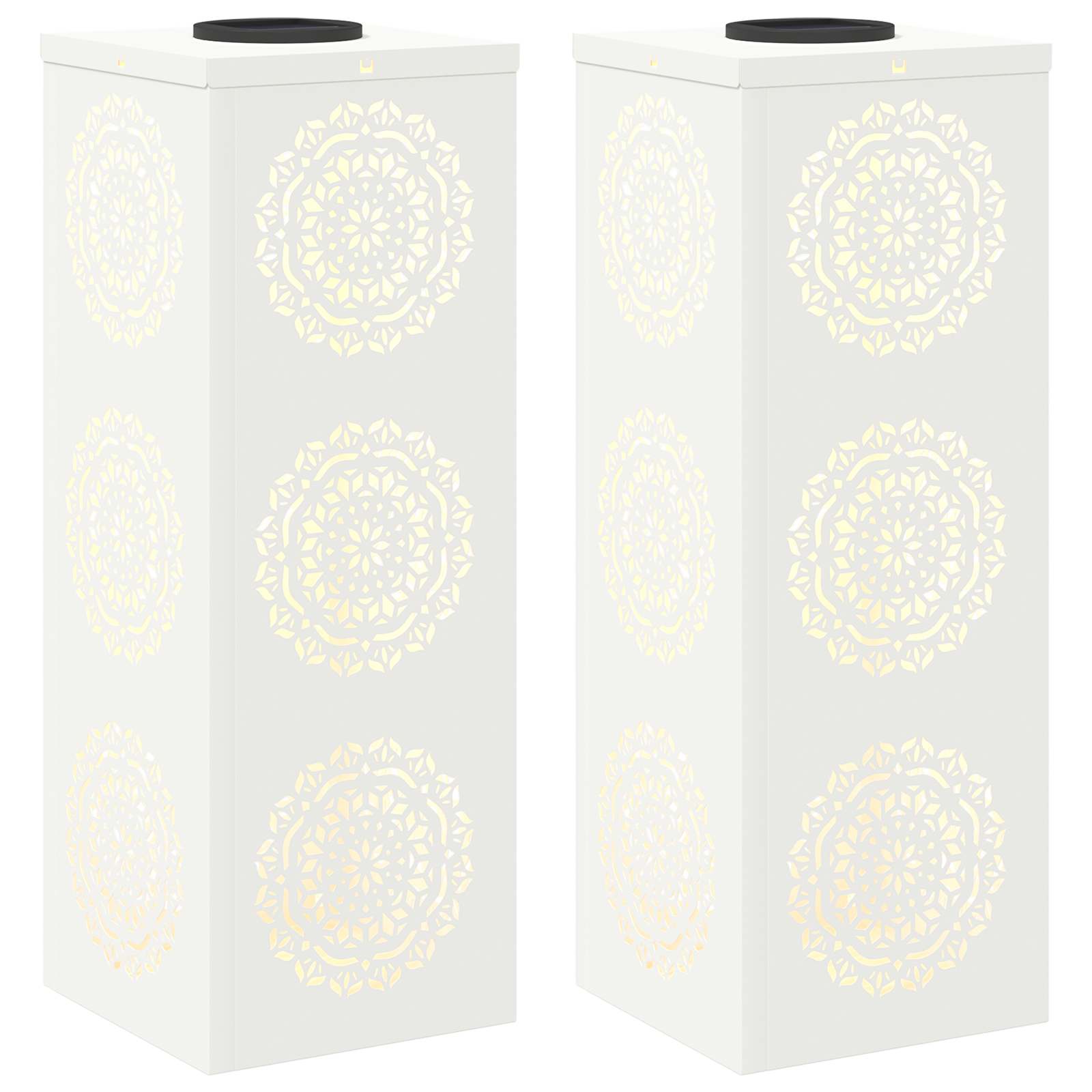 VidaXL lampione solare a led 2 pezzi in acciaio laminato a freddo bianco
