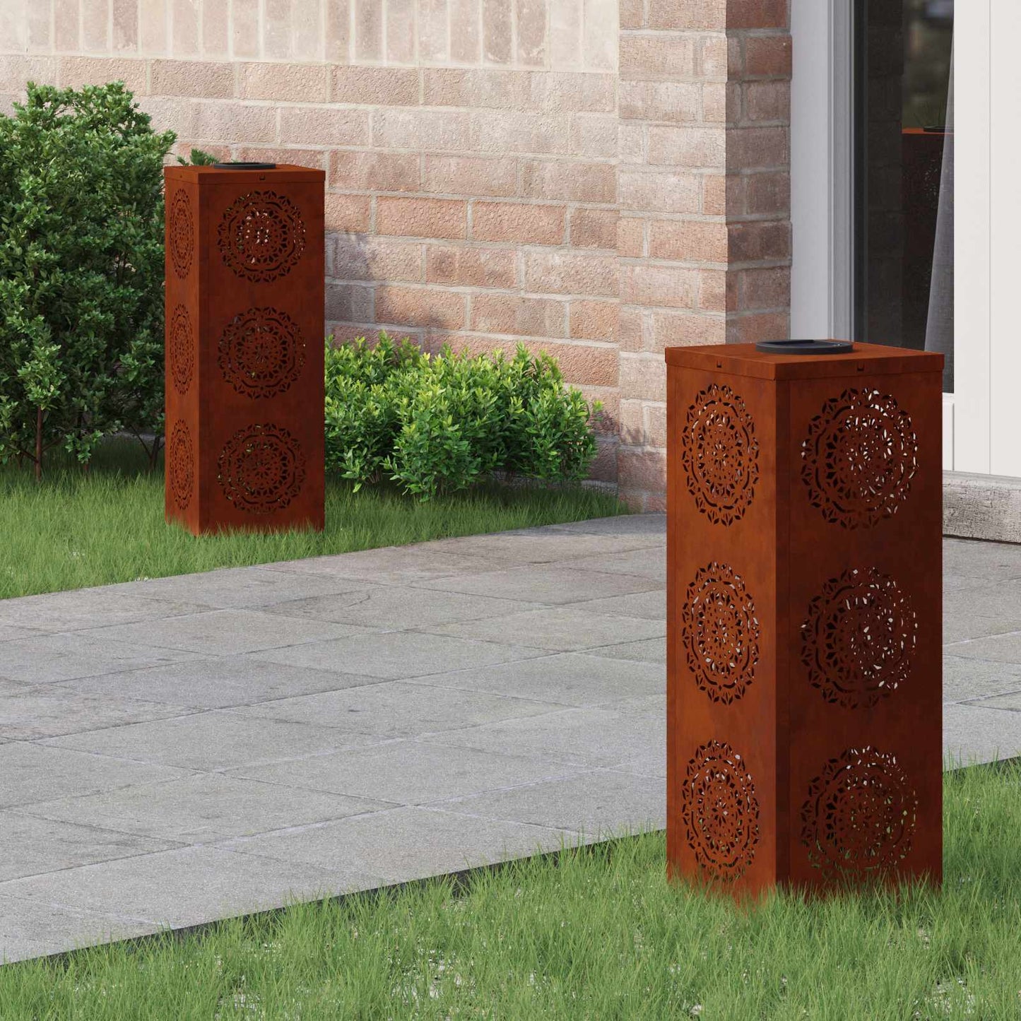 Vidaxl solar led pad licht 2 pcs roestig cortenstaal