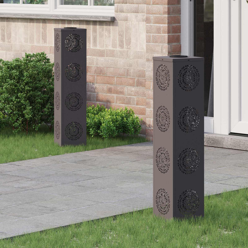 Vidaxl solar led pad licht 2 pcs zwart koudgewalst staal